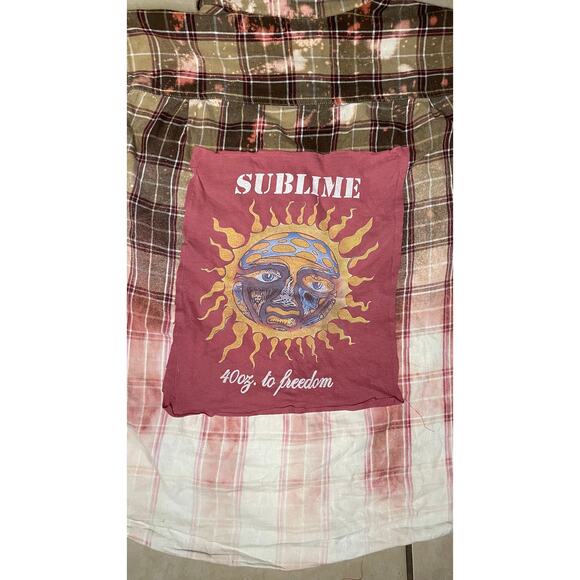 Up-cycled sublime band bleached flannel - Picture 3 of 7